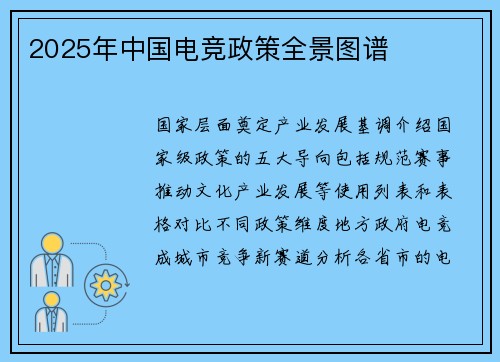 2025年中国电竞政策全景图谱